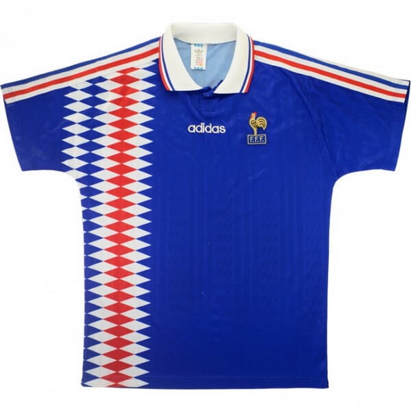 Thailande Maillot Football France Domicile Retro 1994 Bleu